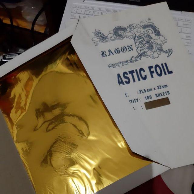 Plastik Foil Dragon Folio Isi 100 Lembar - Copy Paper Foil F4 Emas / Perak / Biru/ Hijau