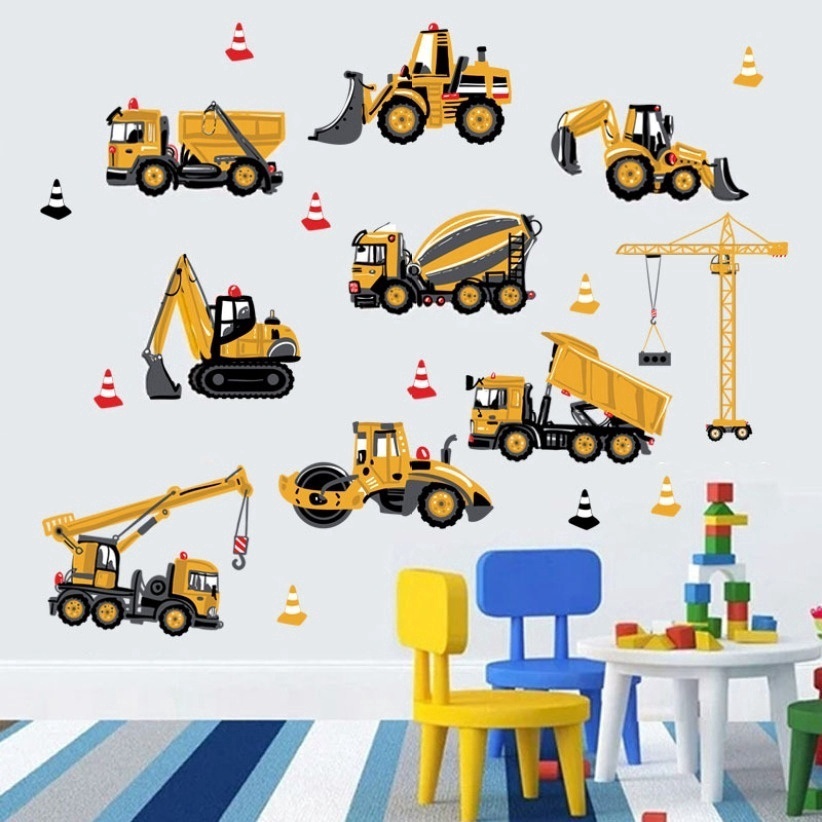 Tractor Engineering Vehicle Wall Sticker for Children's Room and Kindergarten School Dormitory Decor