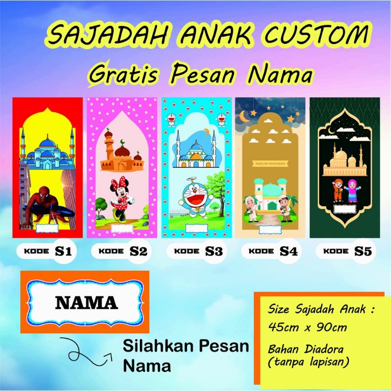 SAJADAH ANAK CUSTOM NAMA TANPA BUSA-1