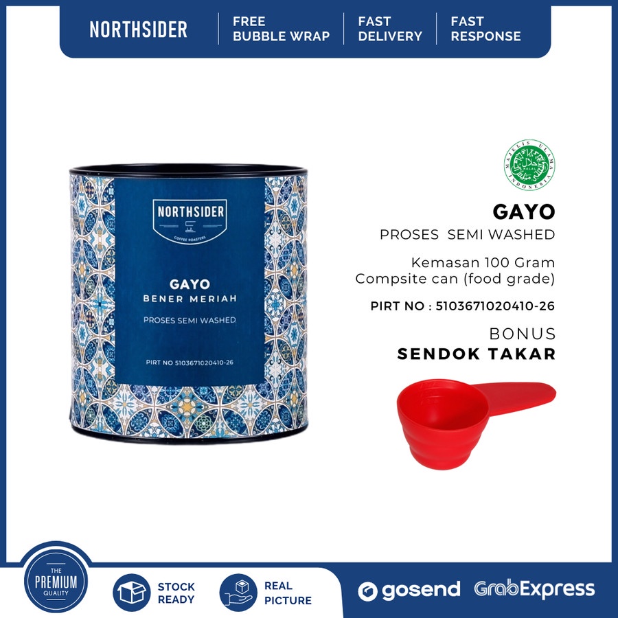 BIJI KOPI ARABIKA ACEH GAYO SEMIWASHED - 100GR NORTHSIDER COFFEE