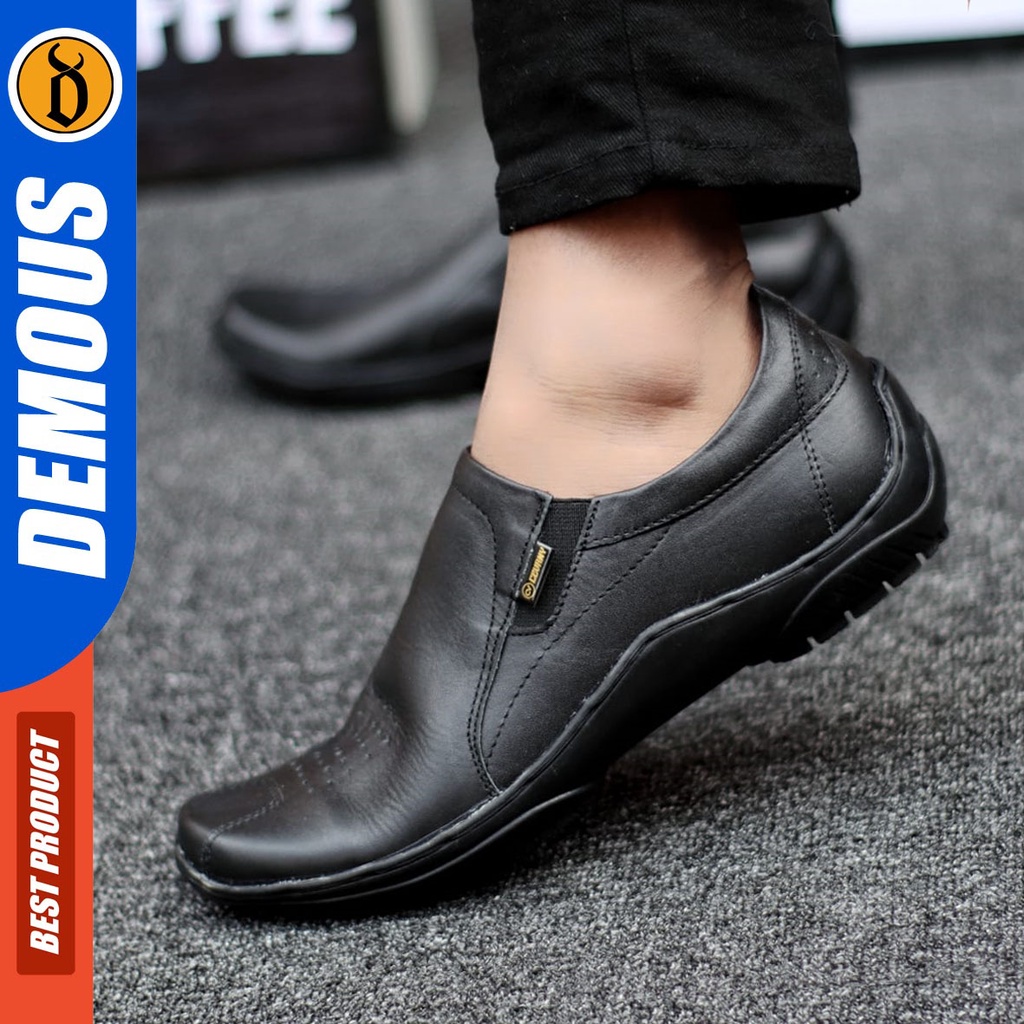 DEMOUS Badil - Sepatu Slip On Casual Slop Kerja Pria Kulit Asli