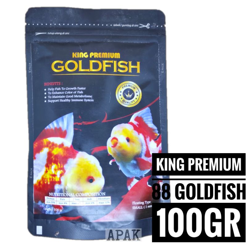 King Premium 88 Goldfish 100gr pelet pakan makanan ikan mas koki