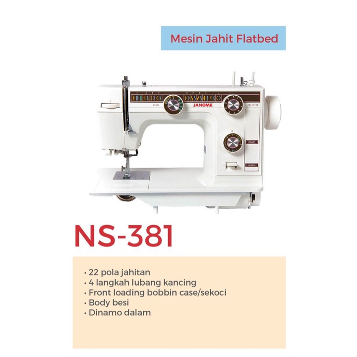 Mesin Jahit Semi Portable NS381 Flatbed Janome