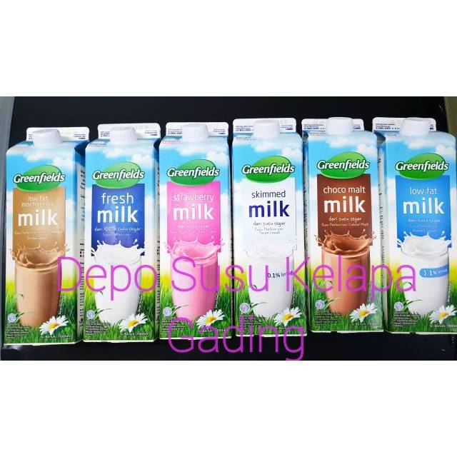 Susu Greenfields Fresh All Varian 1L | Coklat Skim Strawberry Mocha Low fat Greenfield Milk Jersey 1,8 1.8 liter jumbo Freshmilk