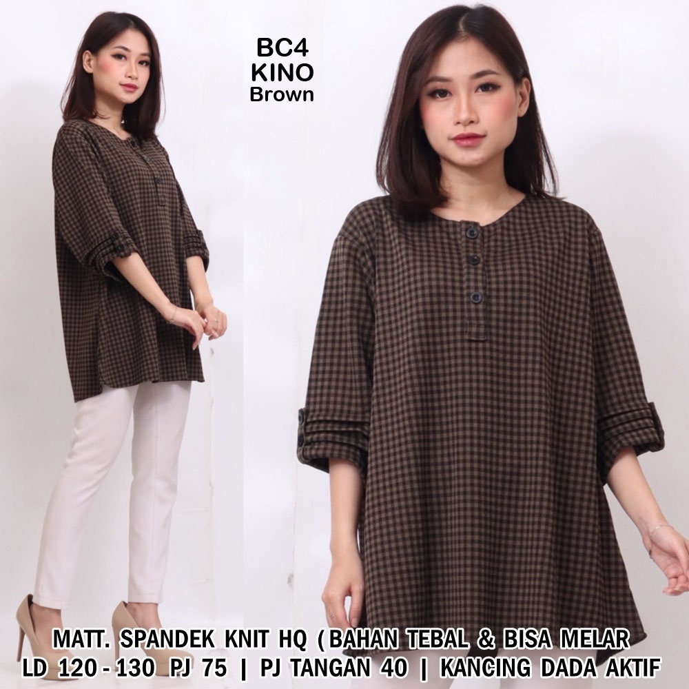 BIGCLO - (COD) LD 120cm Blouse Jumbo Wanita BC4 Baju Atasan Bigsize Lengan Panjang-Kino (Brown)