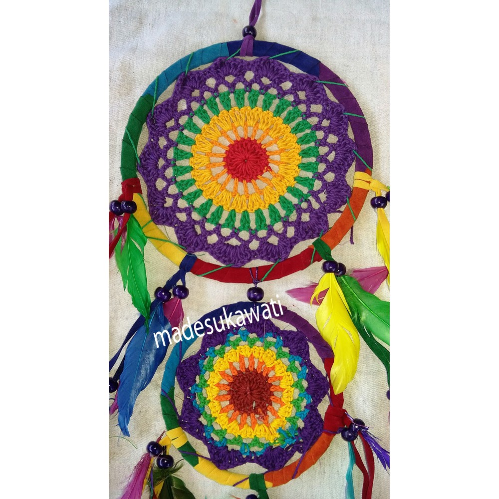 Dream Catcher Sulam Susun 2 Warna warni Medium Asli Bali