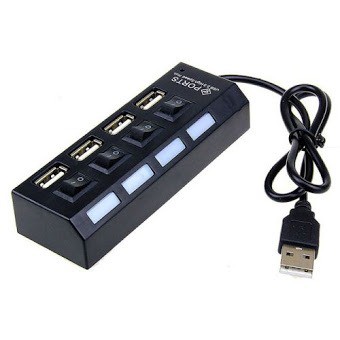 USB Hub 4 Port Hi-Speed 2.0 USB HUB Saklar Blue LED On Off 4 Lubang Support Data Transfer