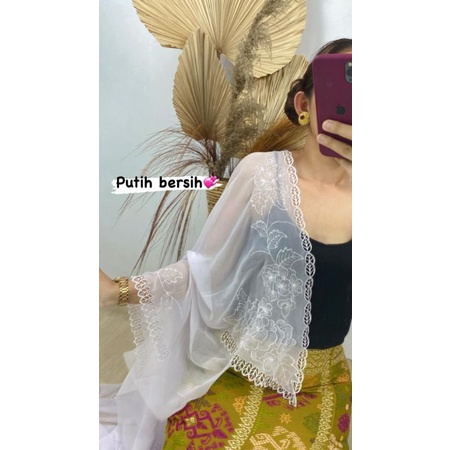 [BAHAN] KEBAYA BORDIR MOTIF KEMBANG SEPATU , kain kebaya premium kebaya bali