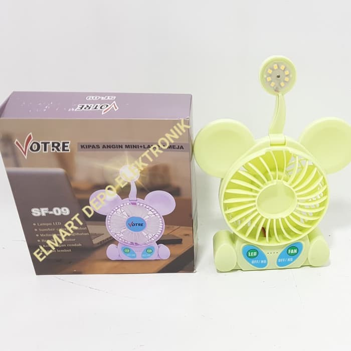 VOTRE kipas angin mini meja + lampu SF 09 / mini fan portable SF09