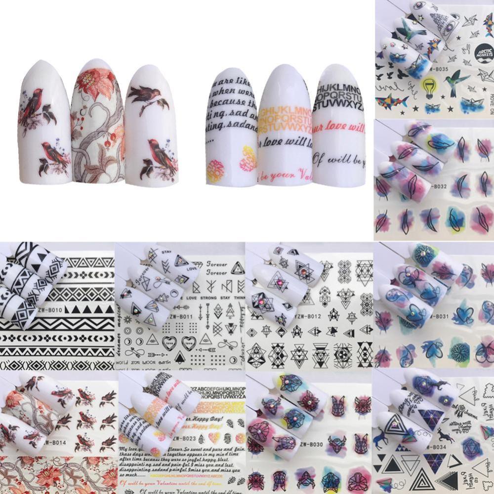 Timekey you A5K3 Stiker Kuku Motif Bungageometri Anti Air Untuk Dekorasi Nail Artmanicure