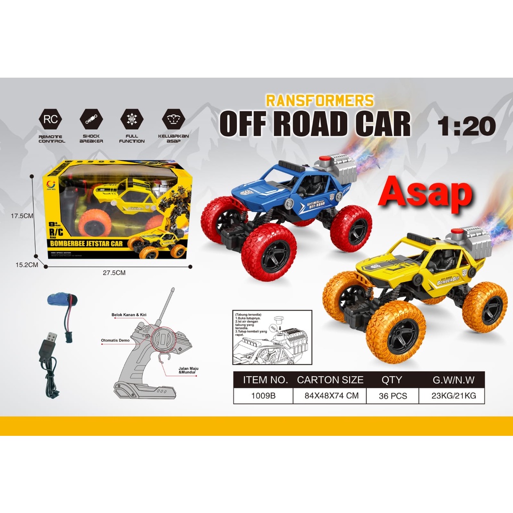 MAINAN RC OFF ROAD CAR MOBIL ASAP BOMBERBEE TRANSFORMER AVENGERS JETSTAR CAR ASAP