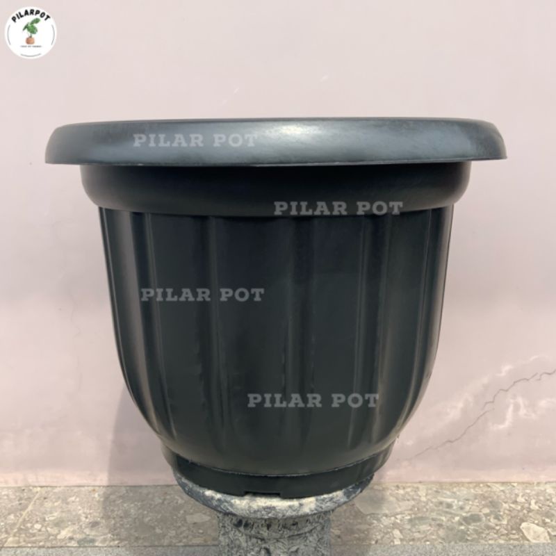 pot bunga tanaman plastik hitam 60cm - JUMBO 60 HITAM