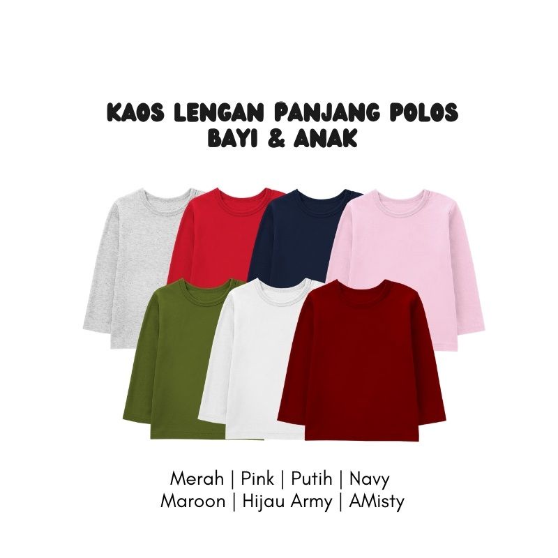 [LANGSUNG DARI PABRIK] KAOS POLOS ANAK LENGAN PANJANG  SOFT 30S PREMIUM PRIA WANITA OBLONG ANAK T-SH