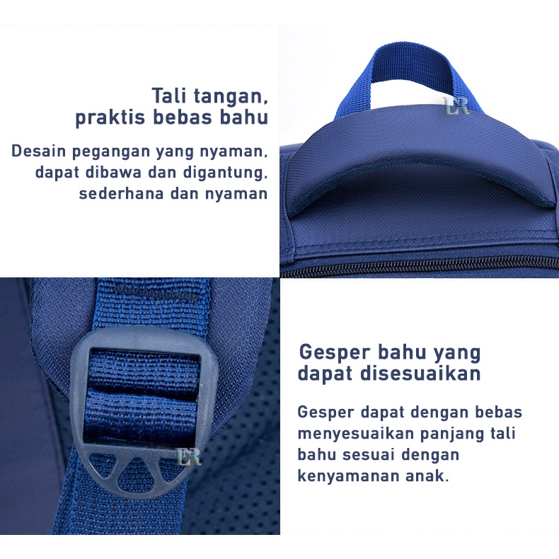 LNR Shop S-005 Tas Sekolah Import Anak Laki Laki TK - SD Kelas 1 2 3 4 5 6 Ransel School Bag Anak Tahan Air Bahan Polyester Ringan Lembut Nyaman Sekolah Dasar Taman Kanak Cowok Boy Playgroup Pre-K K1 K2 Kindergarten Tas Punggung