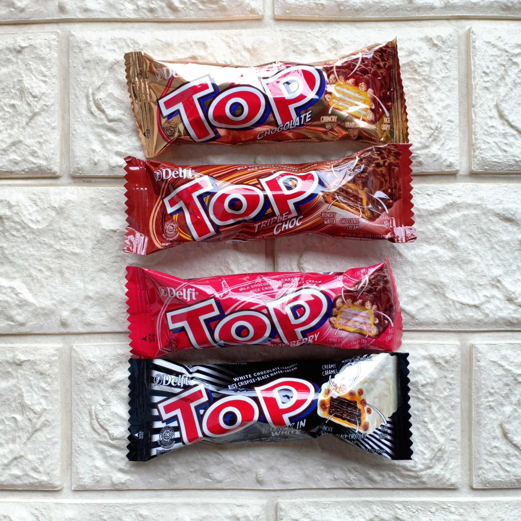 Delfi TOP Sachet Triple Choc Chocolate Coklat Cokelat Strawberry Stroberi Black White Wafer 9gr 9 gr