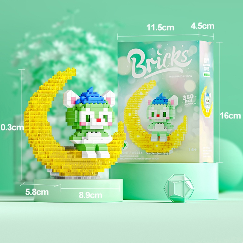 Boneka Moon Metirena Partikel Kecil Pasang Main Rakitan Blok Bangunan Astronot building Block Mainan Ornamen