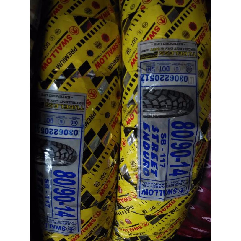 Terbatas ban luar tubeless swallow 80 90 14 sb 117 street enduro
