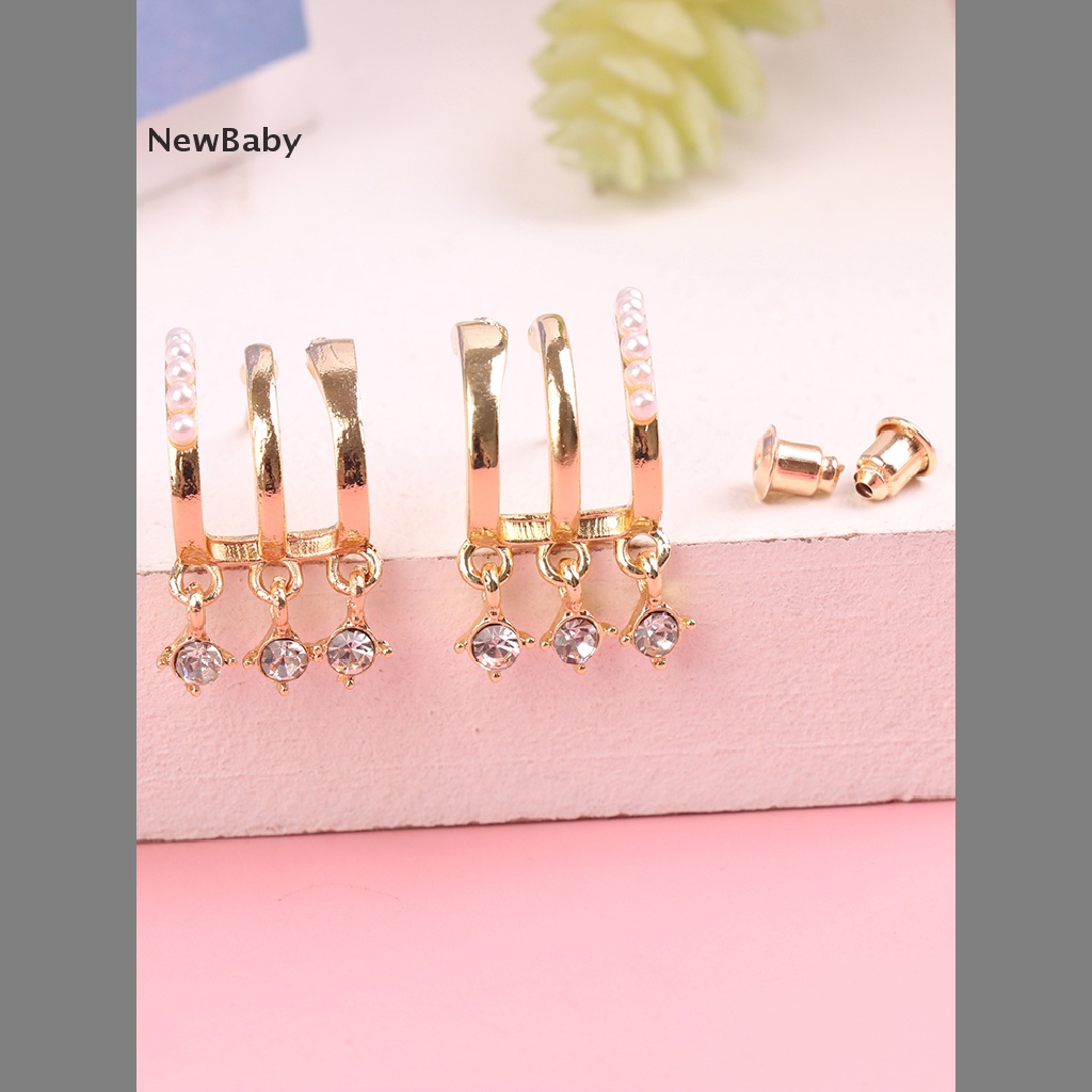 Anting Tusuk Gantung Desain Geometri Vertikal Multi layer Hias Zircon Gaya Korea Untuk Wanita