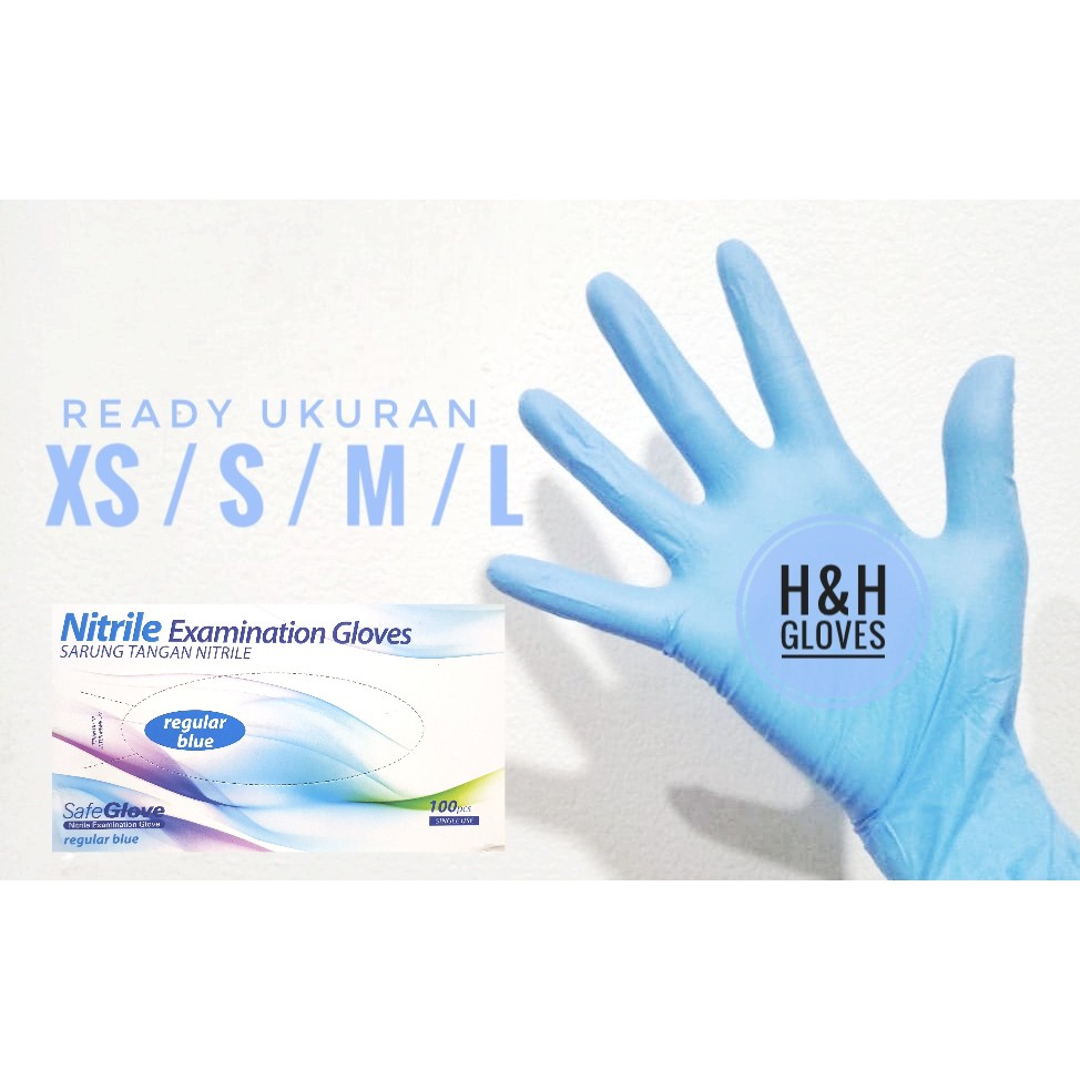 Sarung Tangan Nitrile Safe Glove Regular Blue/Sarung Tangan Nitrile Examnination Glove Safe Glove Regular Blue/Handscoon Nitrile Nitril Safe Glove Regular Blue /Sarung Tangan Medis /Sarung Tangan Kesehatan /Nitrile Gloves /Sarung Tangan Nitril Hand Gloves