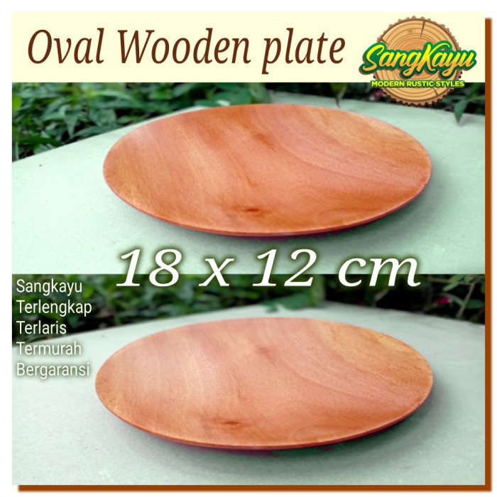 Wooden Plate 18 x12 Cm Piring kayu cekung oval piring saji nampan