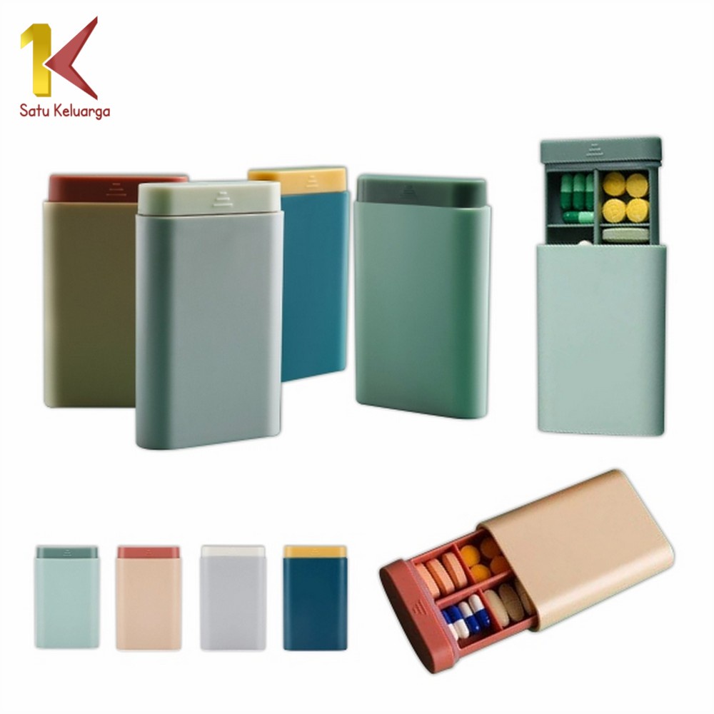 Satu Keluarga Kotak Tempat Penyimpanan Obat Pil 6 Sekat C109 Portable Medicine Storage Box Untuk Tra