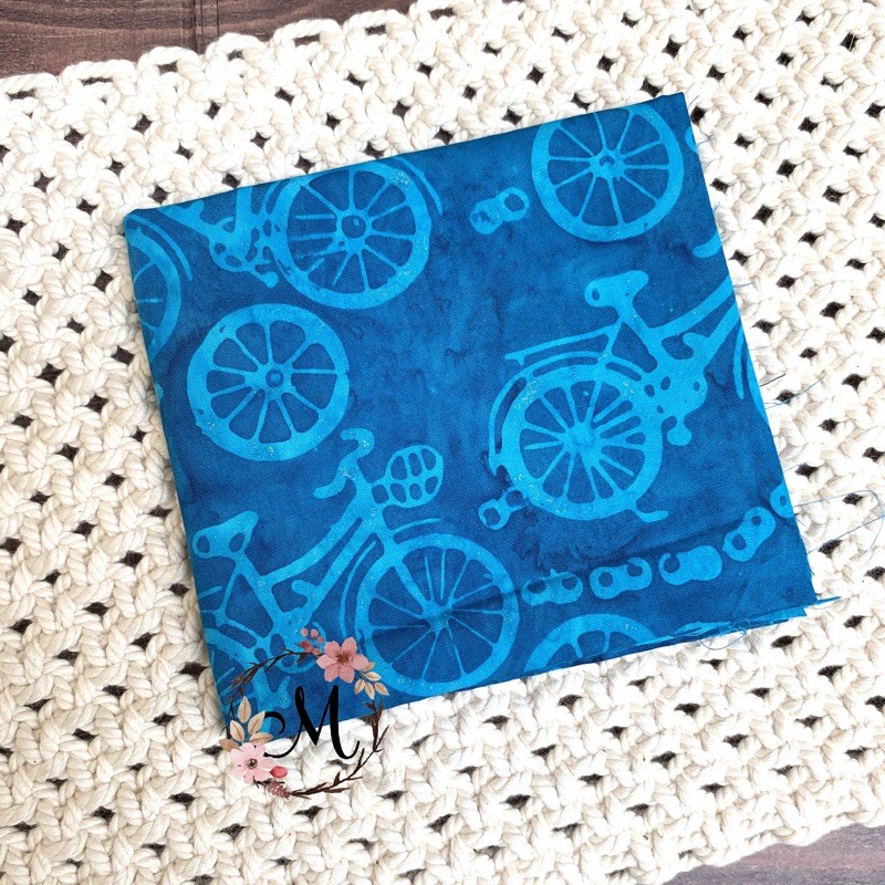 Perca kain katun batik bali - batik smoke -  sepeda biru