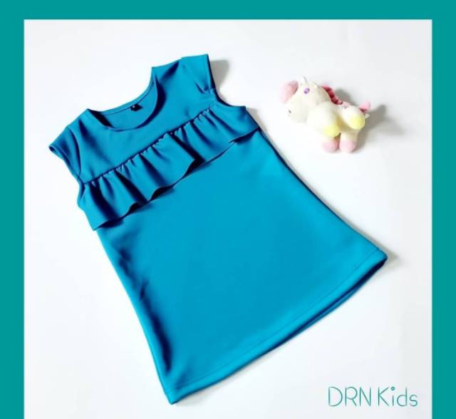 Dress/kaos scuba ruffle anak