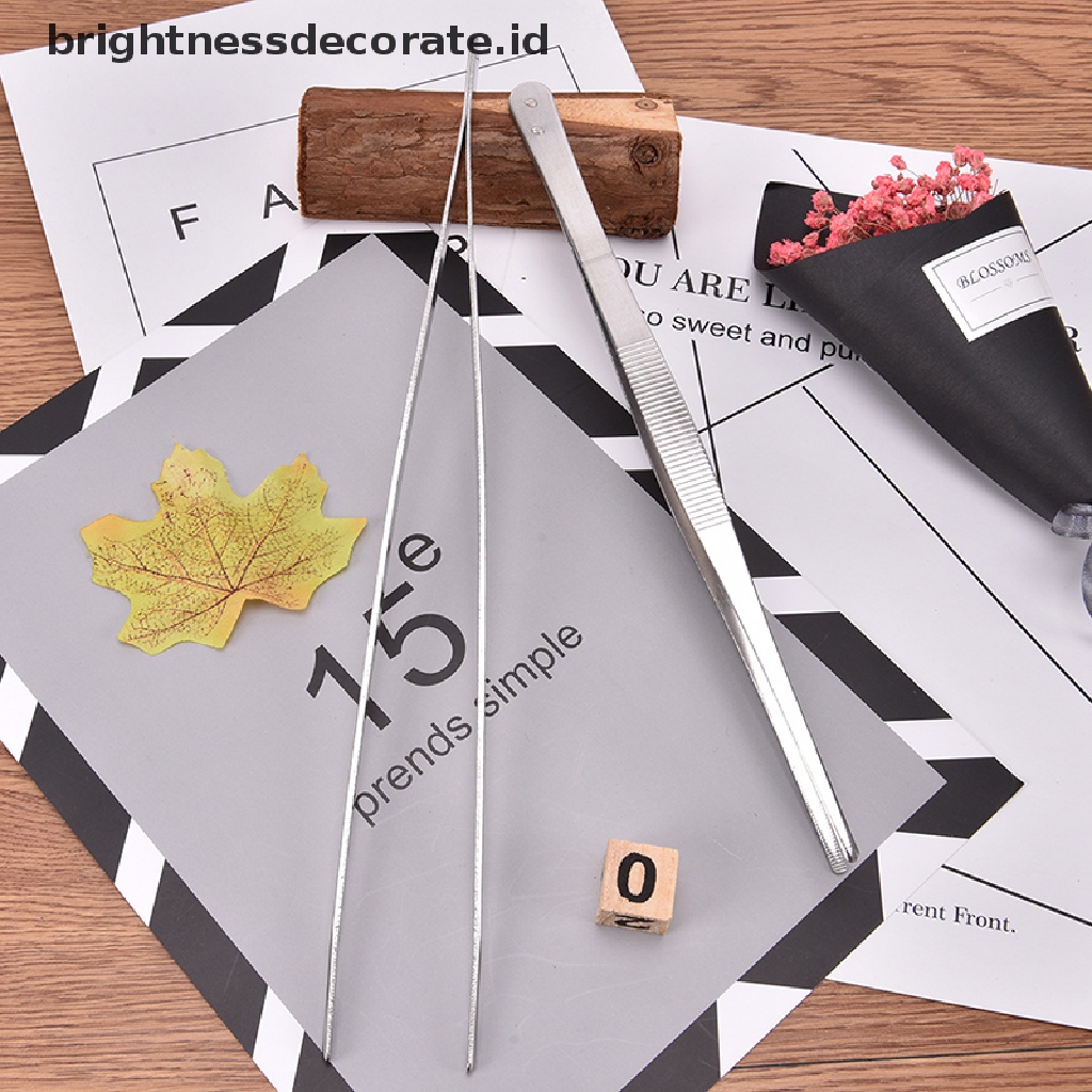 [birth] Silver Stainless Steel Long Food Tongs Straight Tweezers Kitchen Tool [ID]