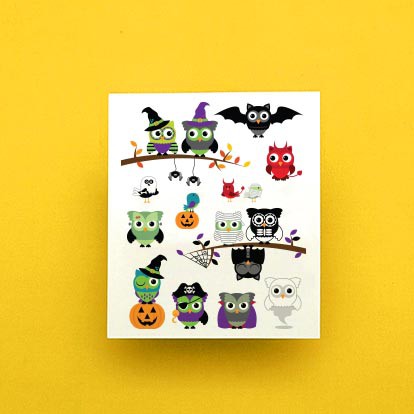 

POTATOO SET HALLOWEEN OWLS Temporary Tatto Sticker