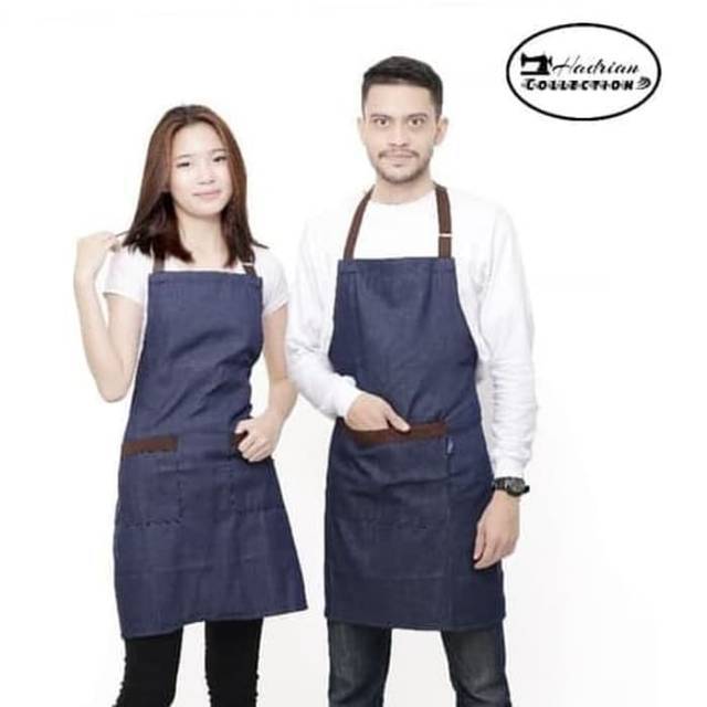 Celemek apron denim Celemek pria dan wanita Celemekmasak