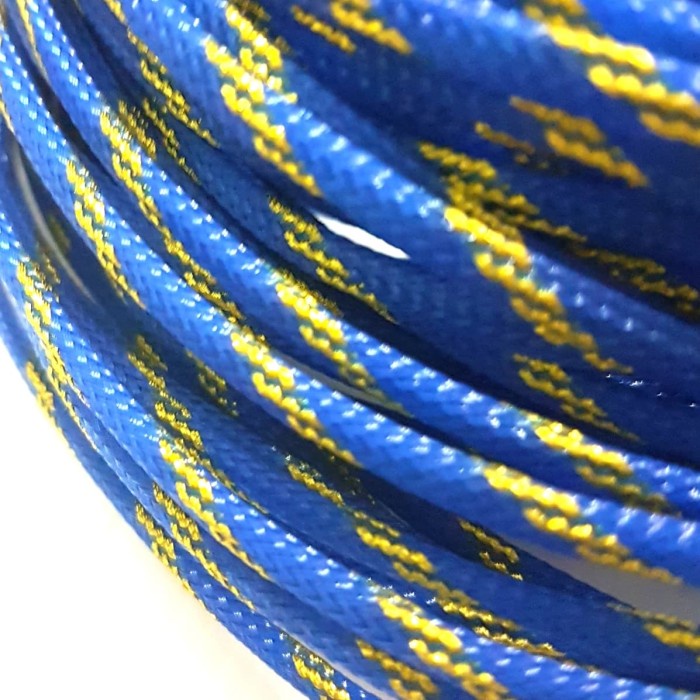 Pembungkus Kabel 6 mm Biru Gold Cable Sleeve braided nylon