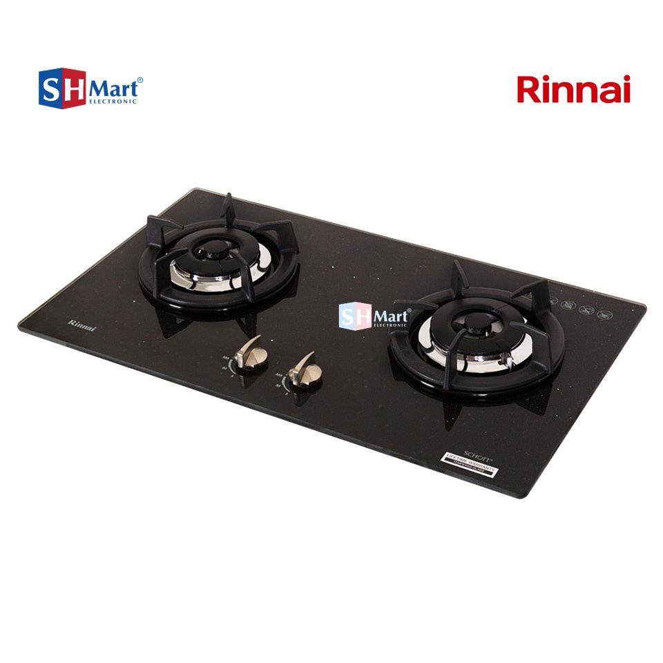 RINNAI KOMPOR GAS TANAM 2 TUNGKU SHINING BLACK RB-2GHC.SB(MEDAN)