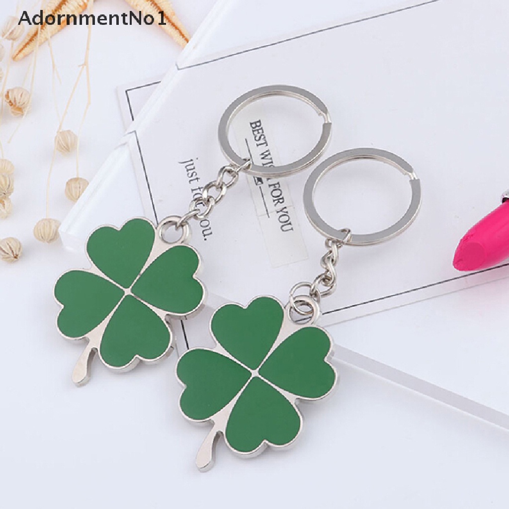 (AdornmentNo1) 1pc Gantungan Kunci Bentuk Daun Clover Bahan Stainless Steel