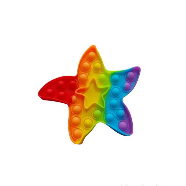 BUBBLE POP IT FIDGET TOY RAINBOW ukuran 12x12 || MAINAN EDUKASI ANAK KARAKTER PUSH POP IT-Bintang laut