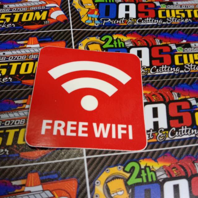 Sticker printing FREE WIFI minim pembelian produk harus 20rb