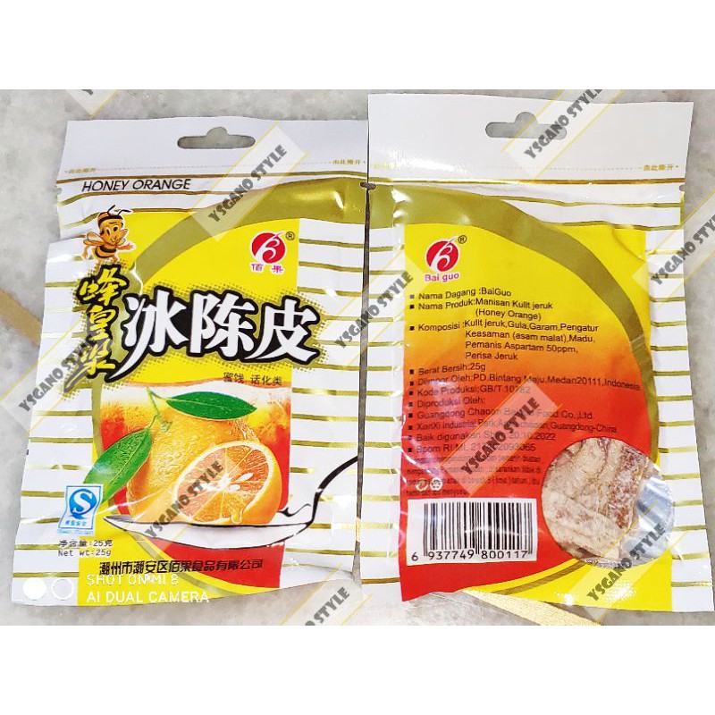 Manisan Asinan Kulit Jeruk Madu Honey Orange Bai Guo China Medan Jadul Enak Bungkusan Sachet 25gram