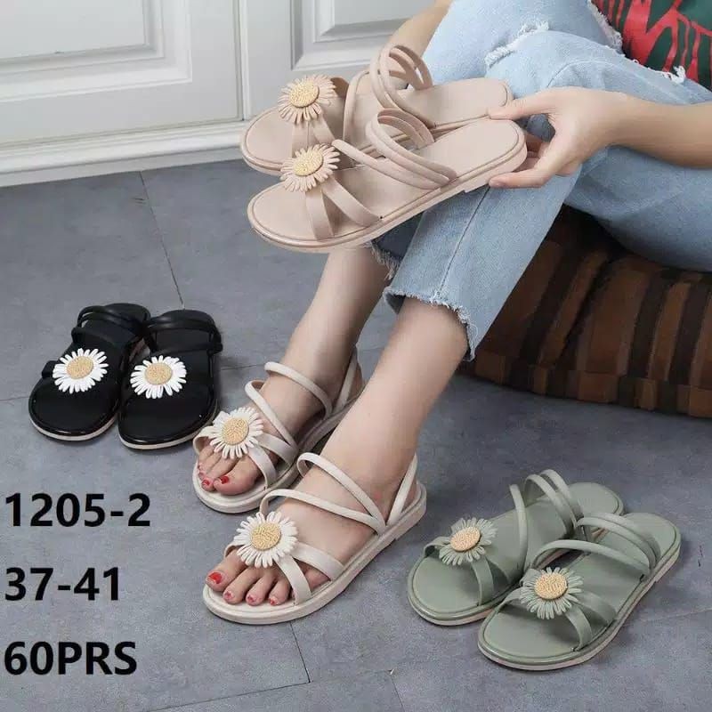 Balance 1205 2 Sandal Jelly Tali Impor Bunga Matahari Original Empuk Lentur Cantik Nice Diskon Murah