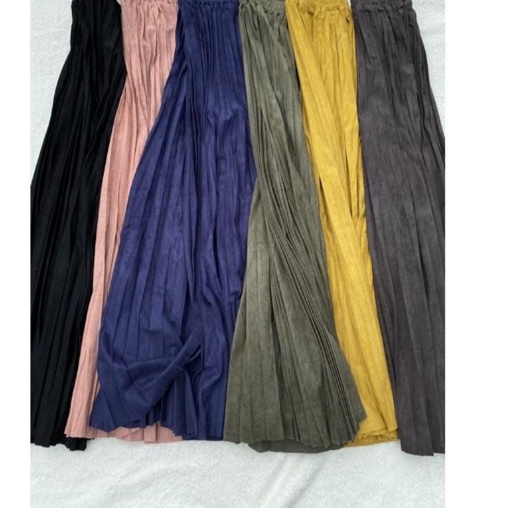 Stok terbatas - Rok prisket suede LONDON GIRL import panjang 80cm & 95cm | rok prisket suede hitam