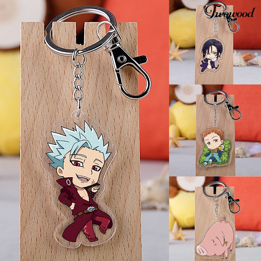 Twowood Gantungan Kunci Model Miniatur Anime Dua Sisi Bahan Akrilik Untuk Anak