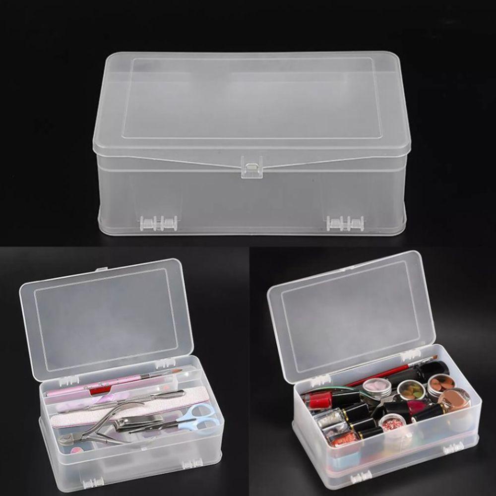 AUGUSTINA Agustinina Tempat Penyimpanan Alat Nail Art Transparan Tahan Lembab Cangkang Kerang Kokoh Untuk Interval Menyimpan Pinset Persegi Panjang Brush Nail Ornaments Storage