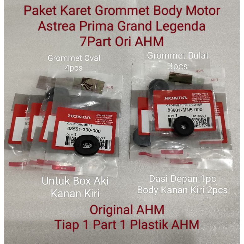 Paket Karet Grommet Body Motor Astrea Prima Grand Legenda 7Part Ori AHM
