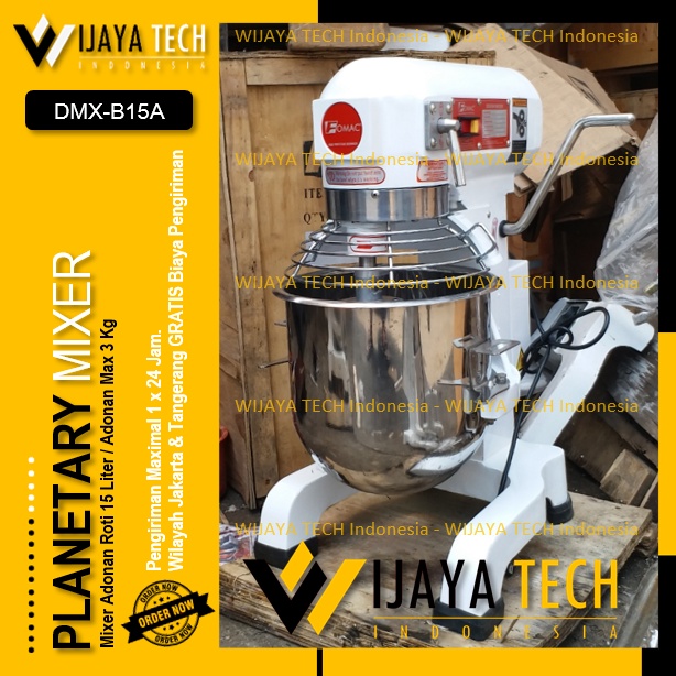 Planetary Mixer 15 Liter Dengan Cover FOMAC DMX-B15A Mixer Adonan Roti 15L Dengan Cover Pelindung Mi