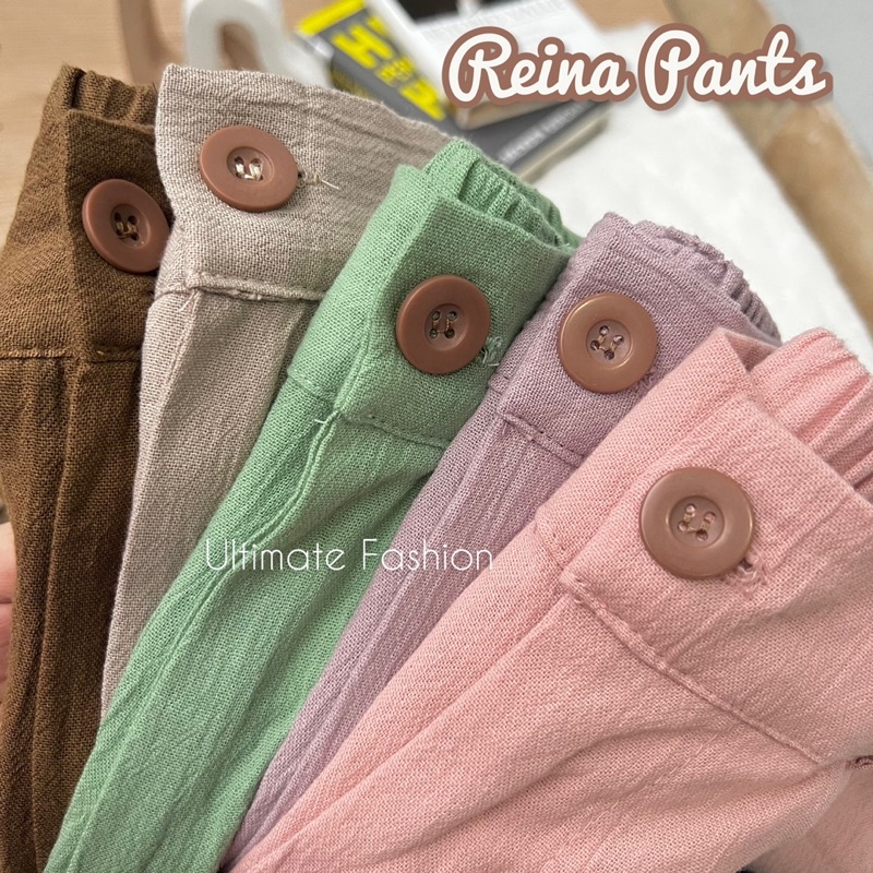 Kulot Linen Crinkle 897 - Celana Kulot Kancing Wanita - Trouser Pants Reina Kekinian Terbaru