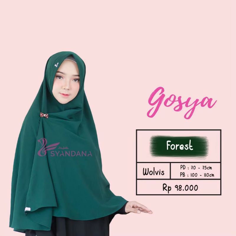 Hijab Syandana Gosya (L) Warna Baru Dan Lama Khimar Bergo Kerudung Jilbab Instan-Forest