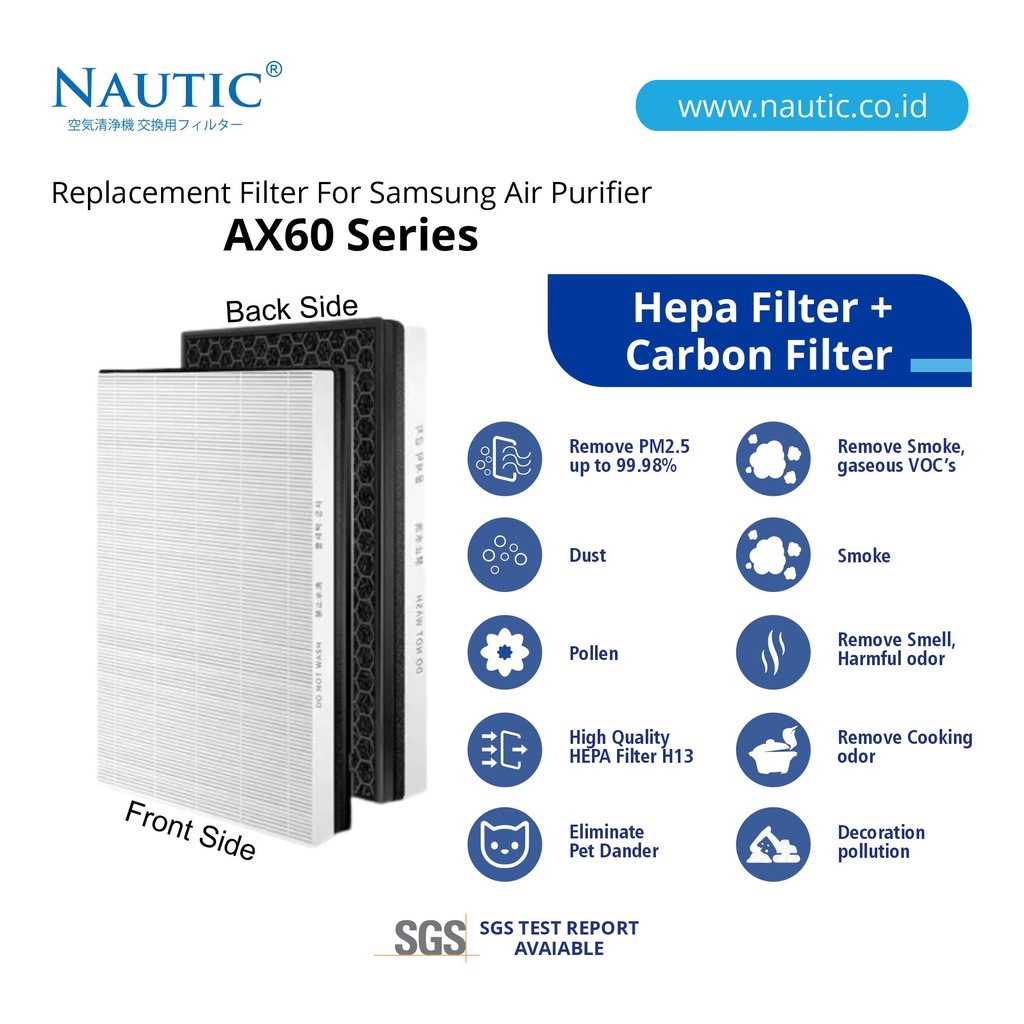 NAUTIC - Compatible Hepa Filter samsung CFX-D100/GB / AX60 atau AX60R5080WD