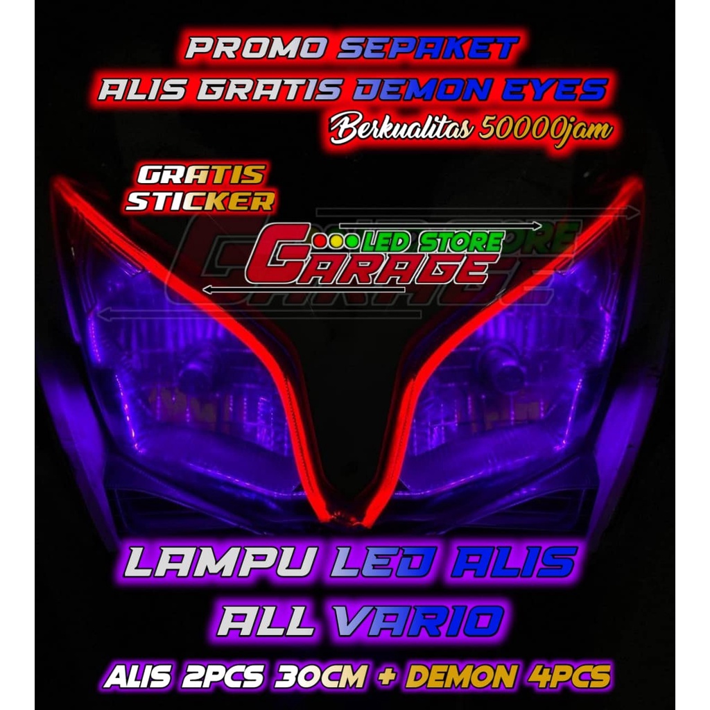 SEPAKET LAMPU LED ALIS DRL FLEXSIBEL ALL VARIO GRATIS DEMON EYES BERKUALITAS BAGUS FREE STICKER DAN KARDUS