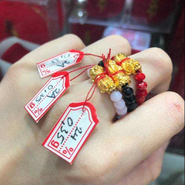 cincin emas asli naga/pixiu 24k HK + surat toko