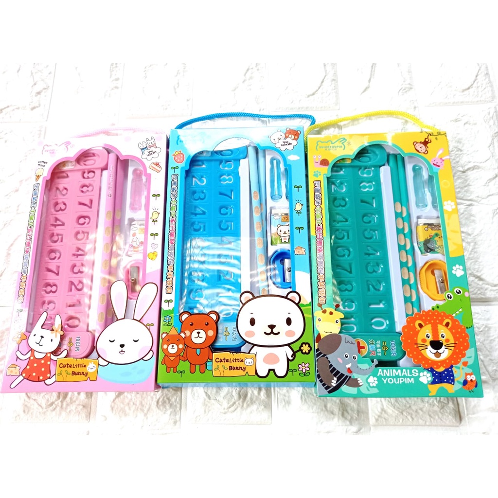 

PAKET alat tulis Cute Little Bunny Study Set Penggaris Pensil penghapus