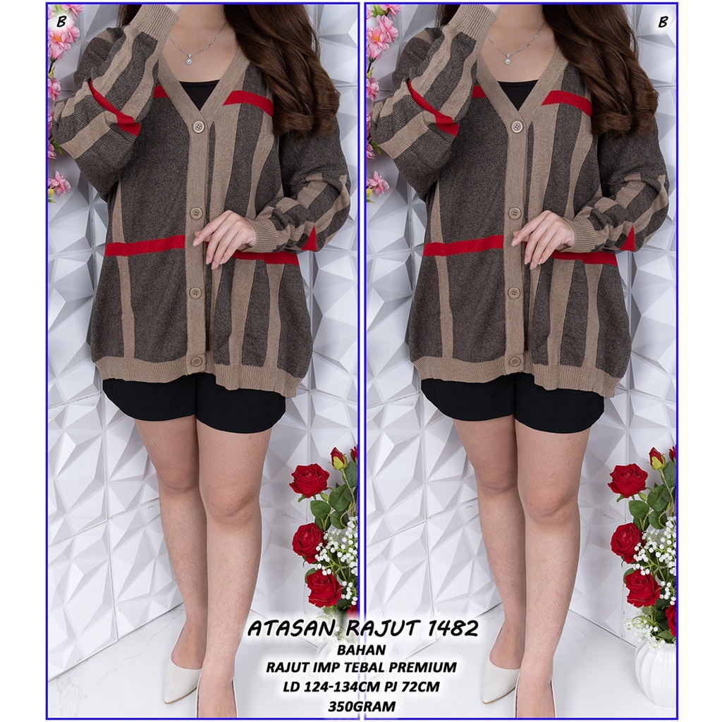 VB 1482. SWEATER RAJUT TEBAL WANITA/BAJU ATASAN JAKET JUMBO/CARDIGAN KANCING LENGAN PANJANG PREMIUM 