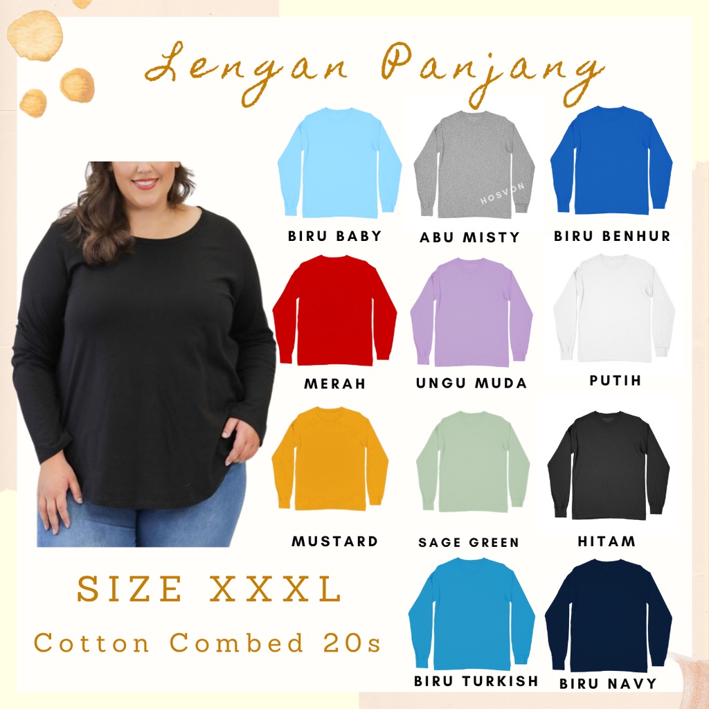 (PRIA &amp; WANITA) BIG SIZE XXXL Cotton Combed 20s Lengan Panjang